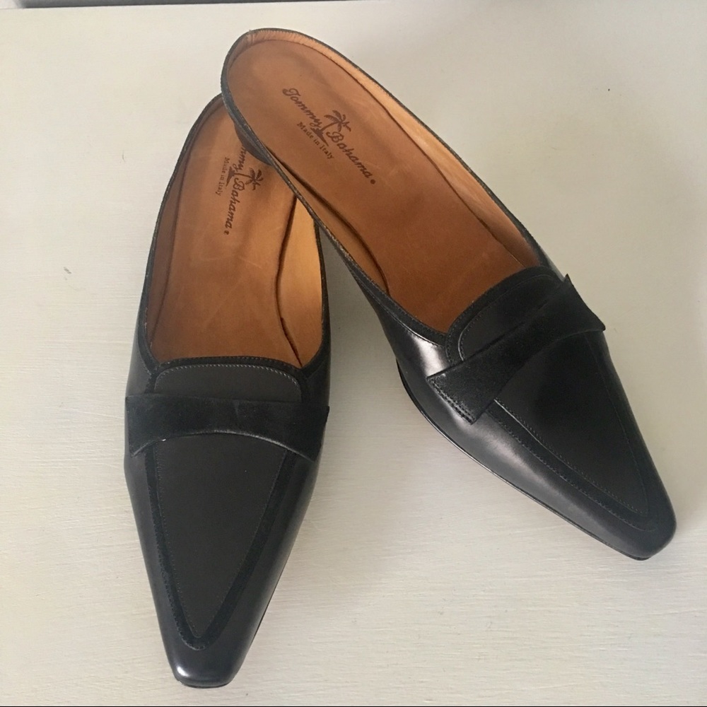 Tommy Bahama Black Leather Mule